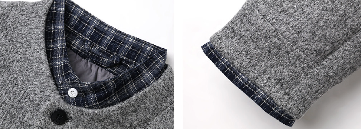 ウールモッサ×チェック 中綿入りフェイクレイヤードダウン N6334