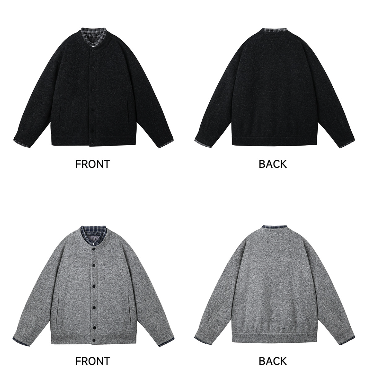 ウールモッサ×チェック 中綿入りフェイクレイヤードダウン N6334