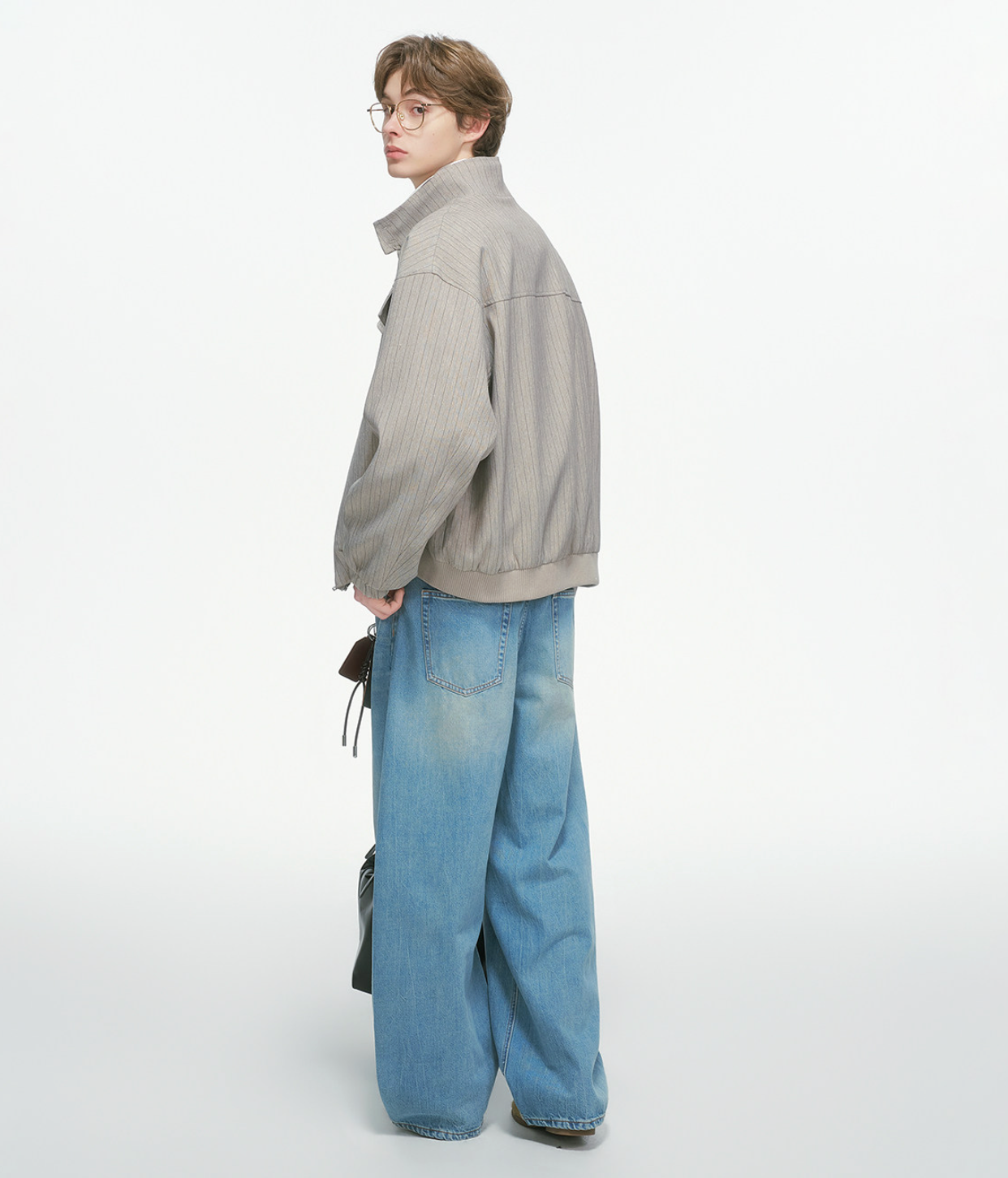 オールドマネーストライプボクシージップジャケット N6336