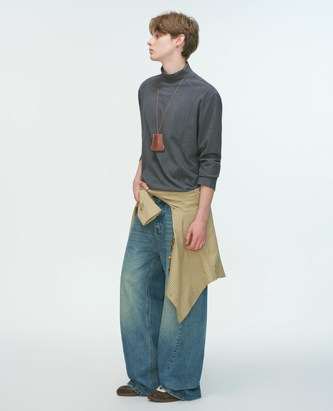 半ハイネック ダブルフェイスロングT N6339