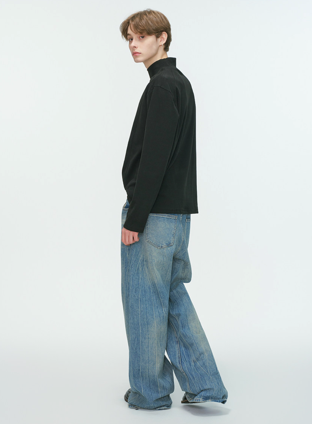 半ハイネック ダブルフェイスロングT N6339