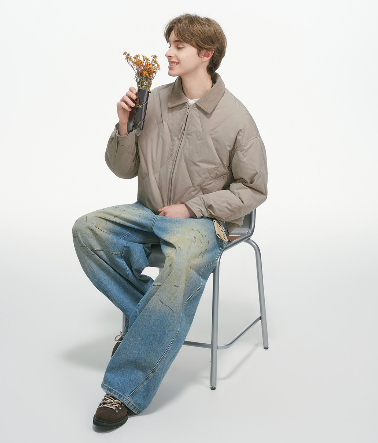 90%ホワイトダックダウン バーン風ワークダウンジャケット N6351