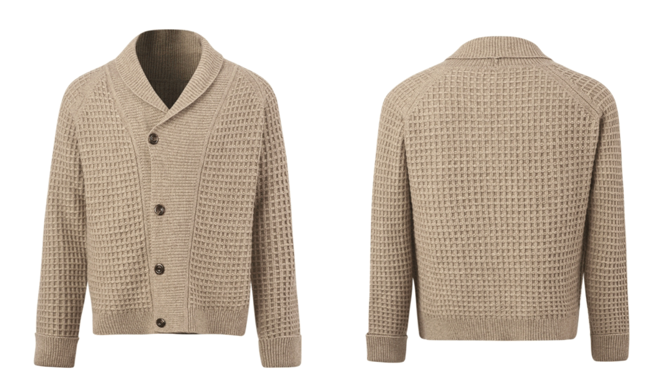 ショールカラーウール混 ワッフルカーディガン N6352