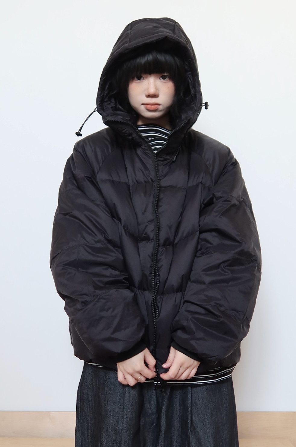 ダブルカフス仕様 90%ダックダウン フーデッドコート N6377