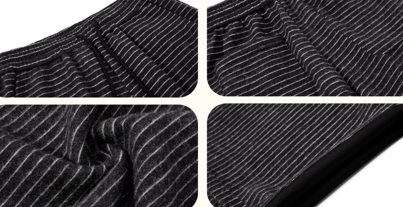 ストライプカーブド 裏起毛ワイドストレートパンツ N6378