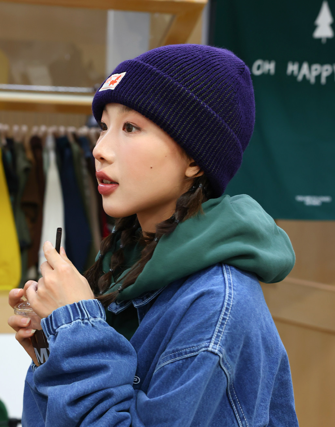 ミニラベル リブ編み ニットワッチキャップ N6367