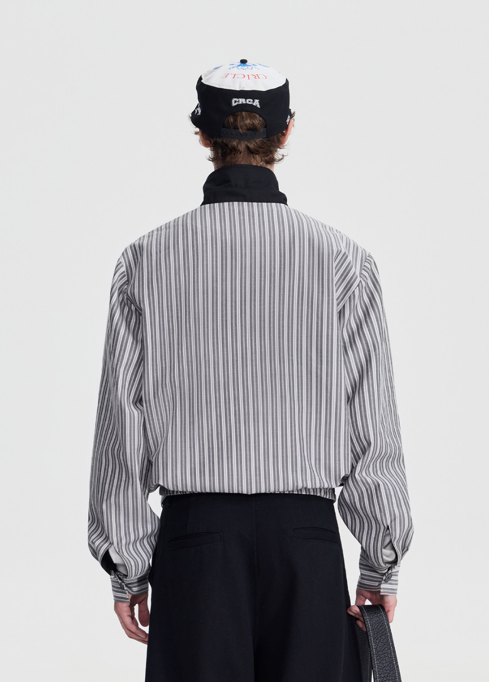 ストライプ解構 スタンドカラー ボタンジャケット N6390