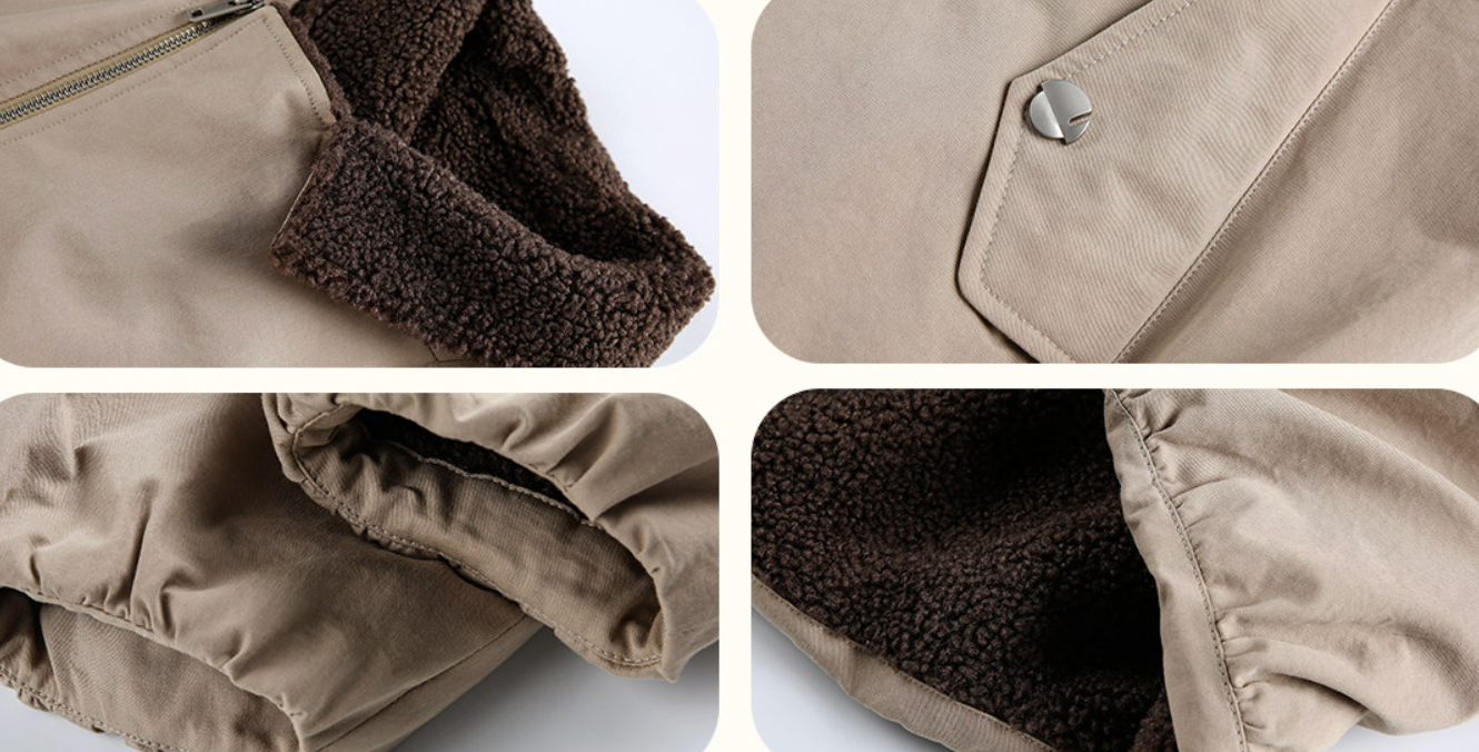 アシンメトリーZIP ボア襟 バーンスタイル中綿ジャケット N6407