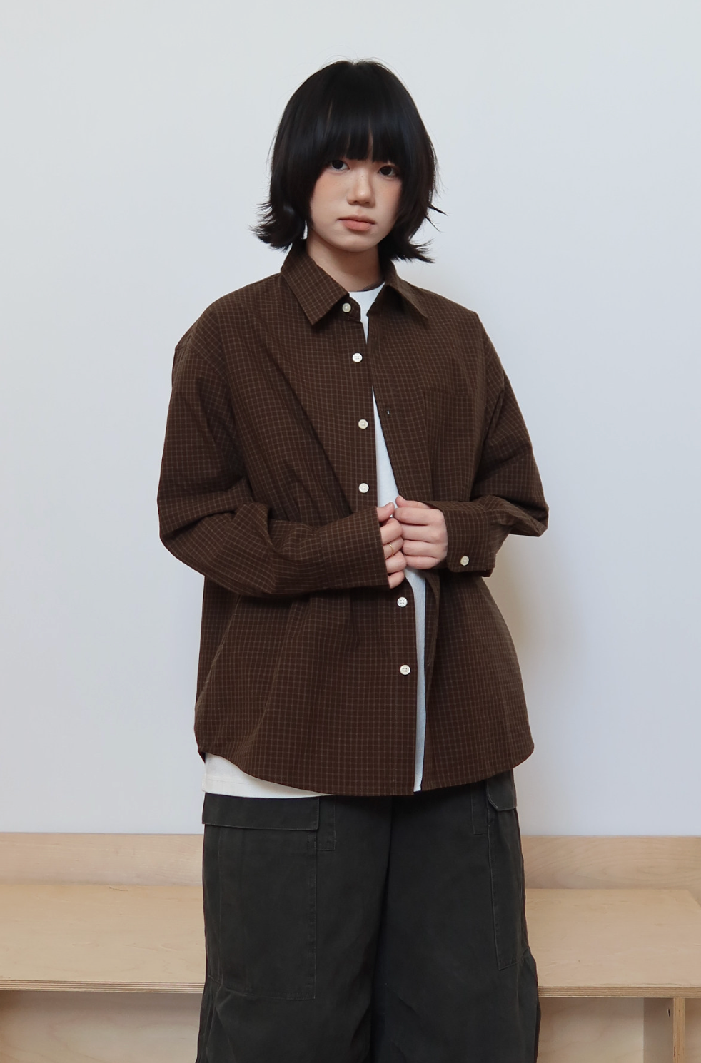 トラッド チェック柄 リラックスフィットシャツ N6447