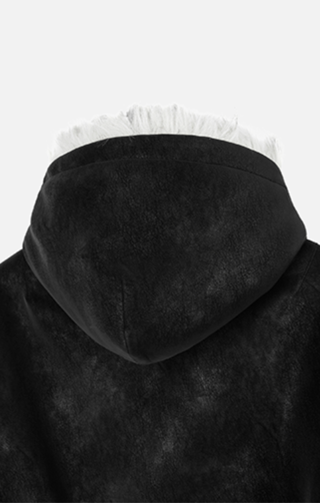 マットレザー調 フーデッド パデッドブルゾン N6463