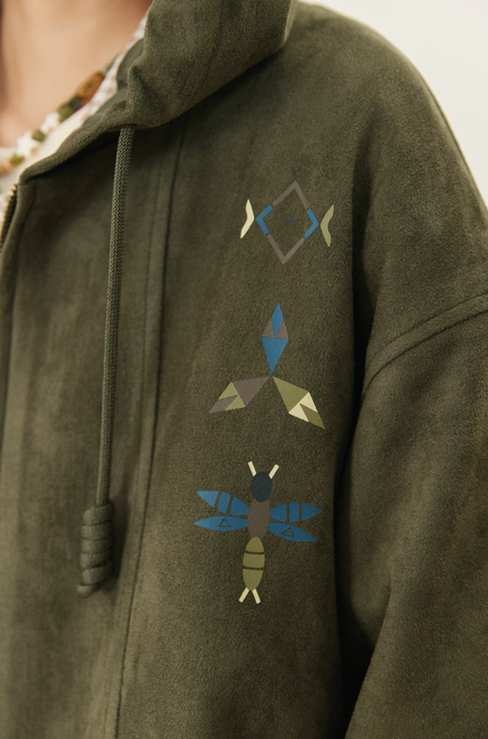 スエードタッチ 刺繍フーディ ジップアップ N6473