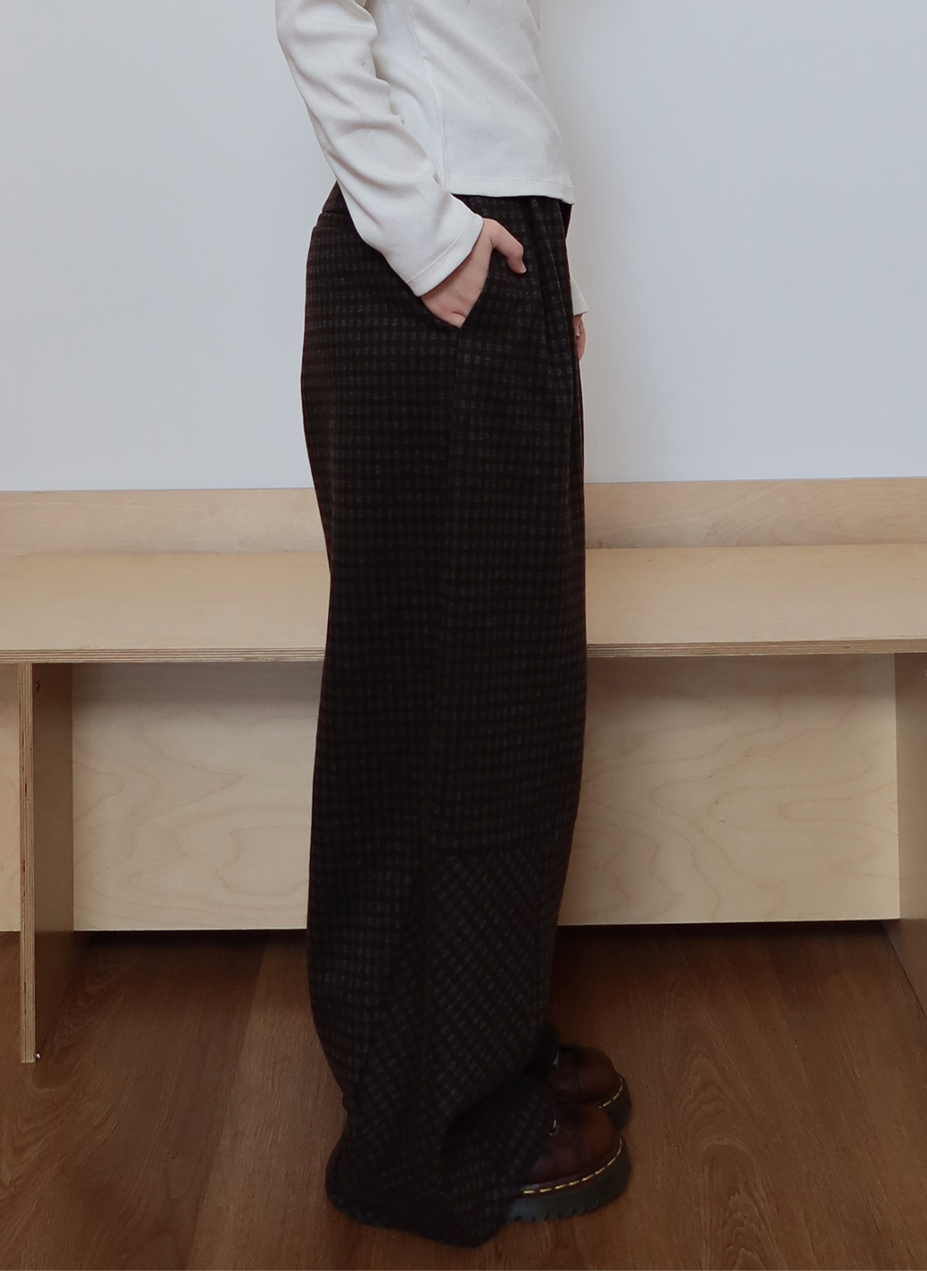 ヴィンテージ起毛チェック カーブパンツ N6497