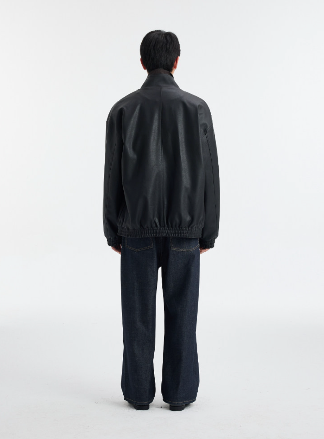 レトロ廓形 スタンドカラーPUレザージャケット N6526