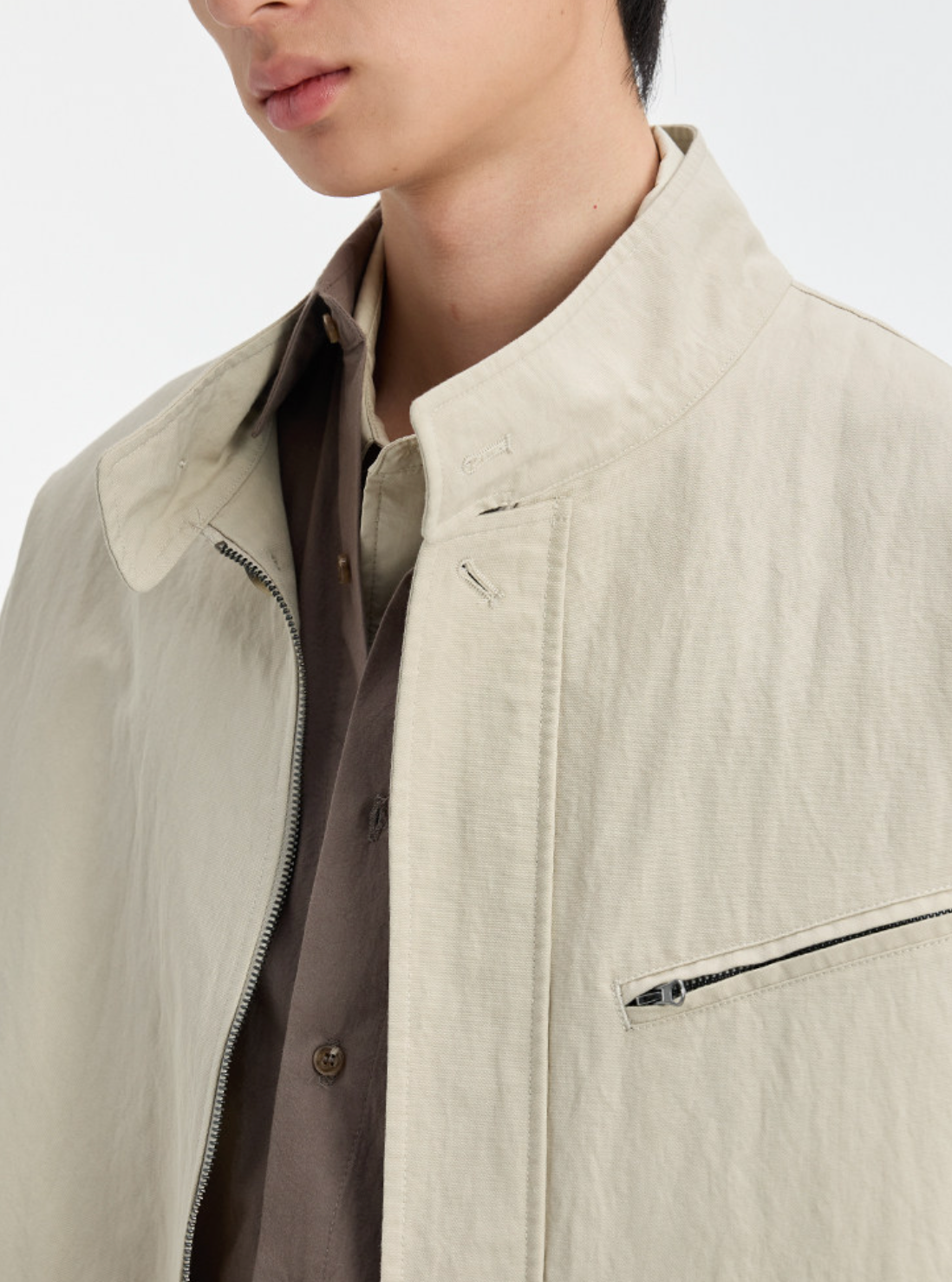 ウォッシュド 立ち襟ショート ライダースジャケット N6528