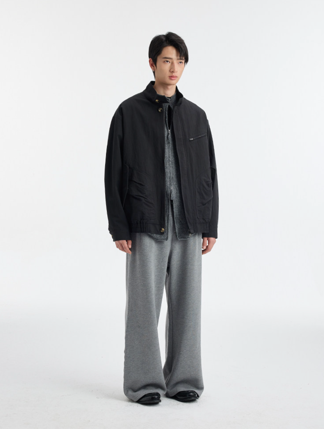 ウォッシュド 立ち襟ショート ライダースジャケット N6528