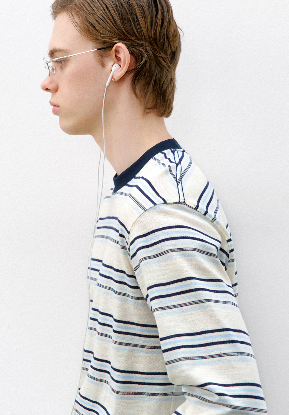 ライトウェイト ストライプ ルーズロングT N6543