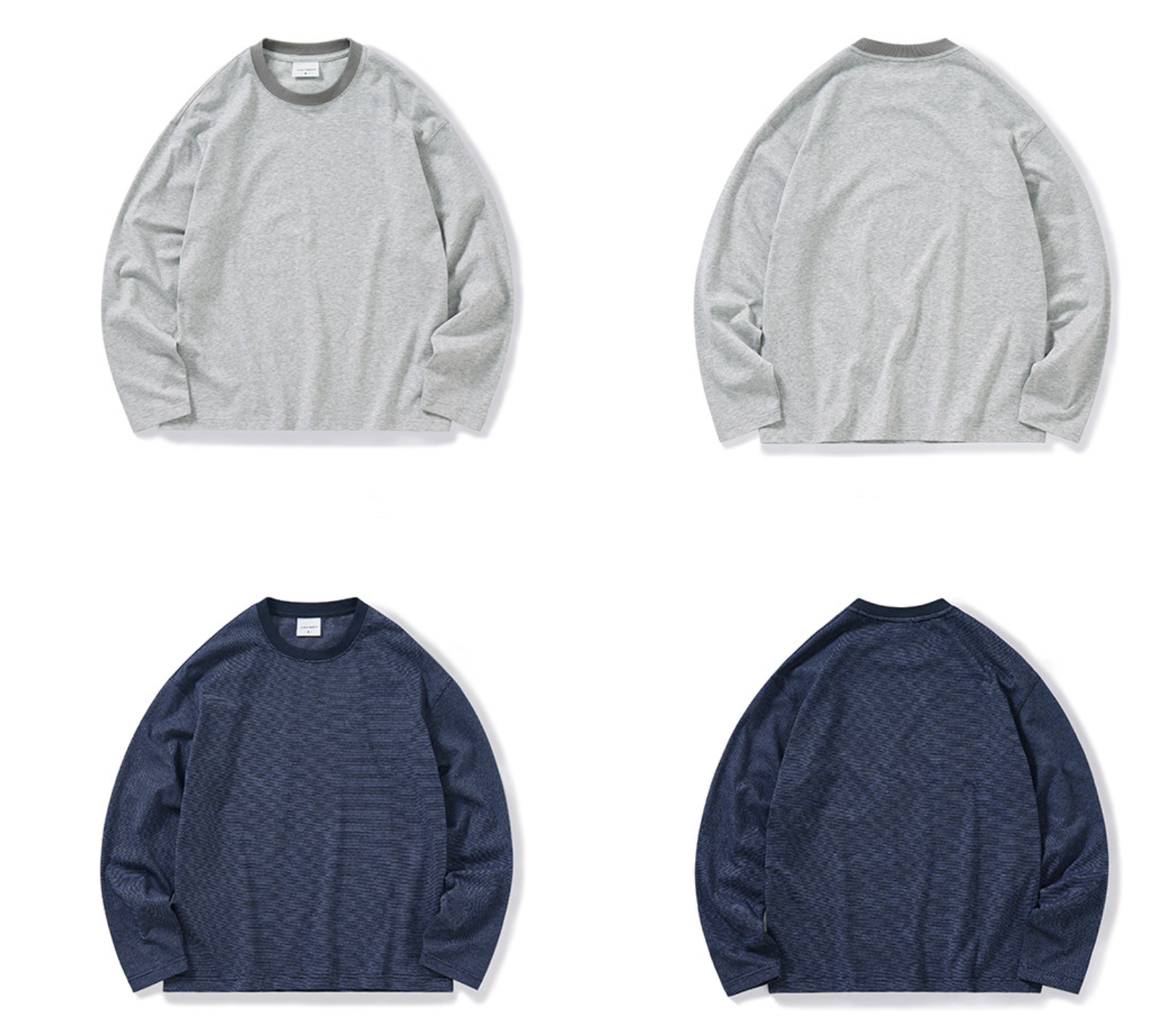 ヴィンテージ細ボーダー 配色クルーロングT N6545