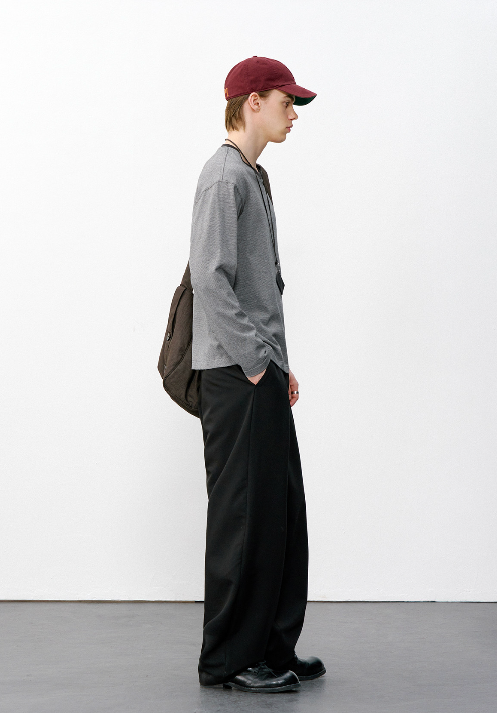 ヴィンテージ細ボーダー 配色クルーロングT N6545