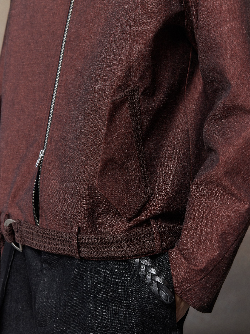 リネン×ピマコットン 民族タッセル ベルトジャケット N6563