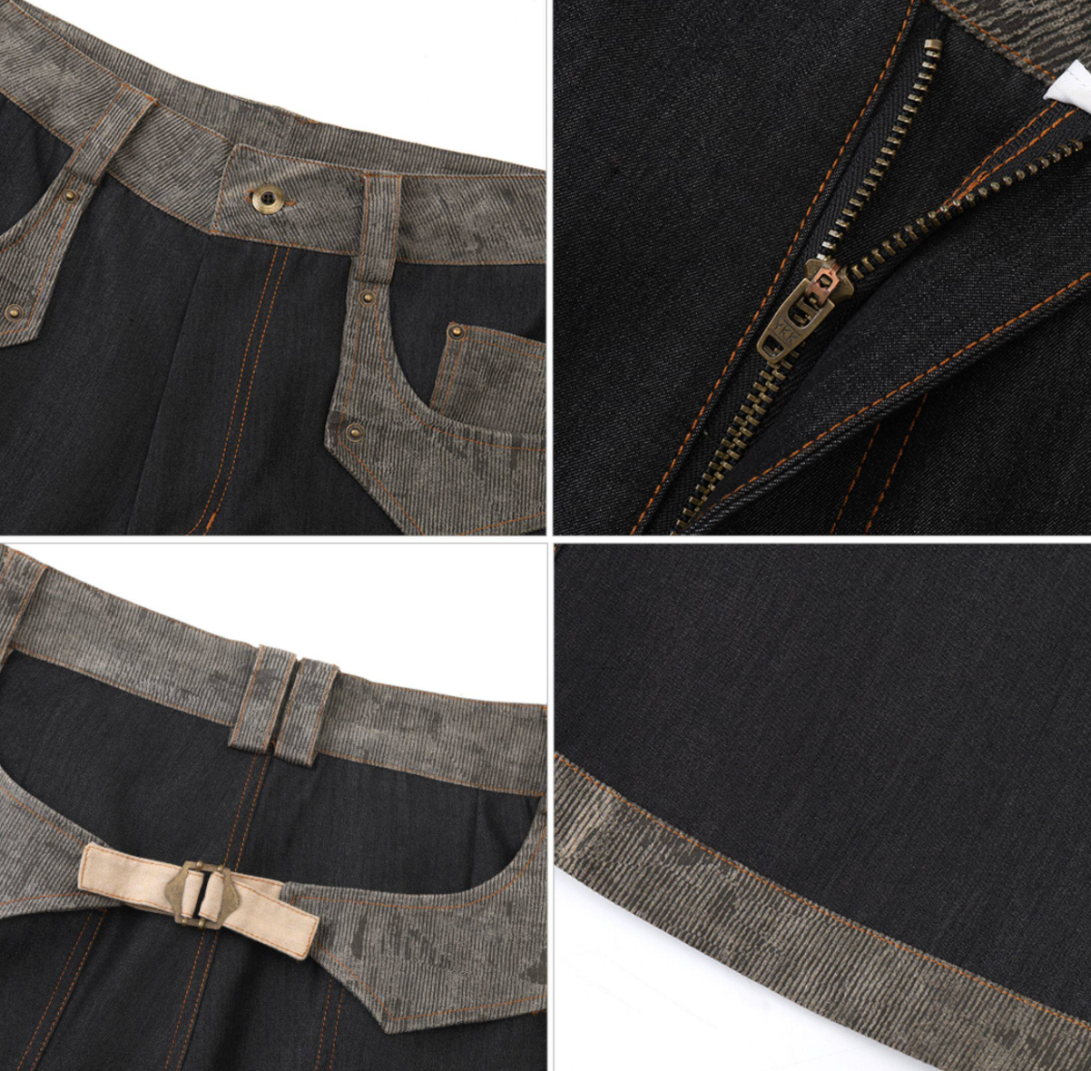 スエード切替 ワイドカーゴ デニムパンツ N6611