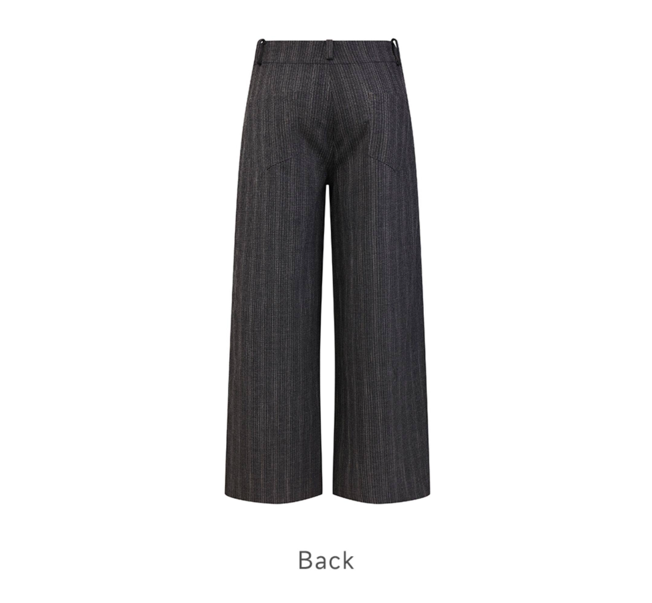 チャコールピンストライプ ドレープワイドスラックス N6610