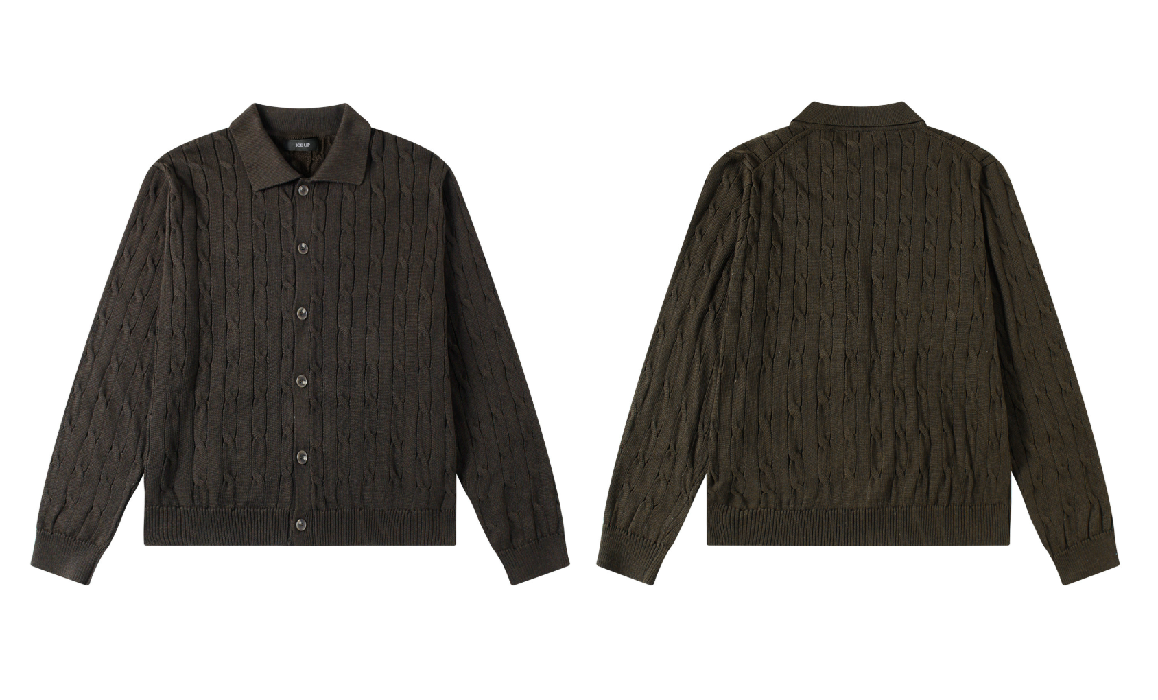 ケーブル編み コットンPOLOカーデ N6701