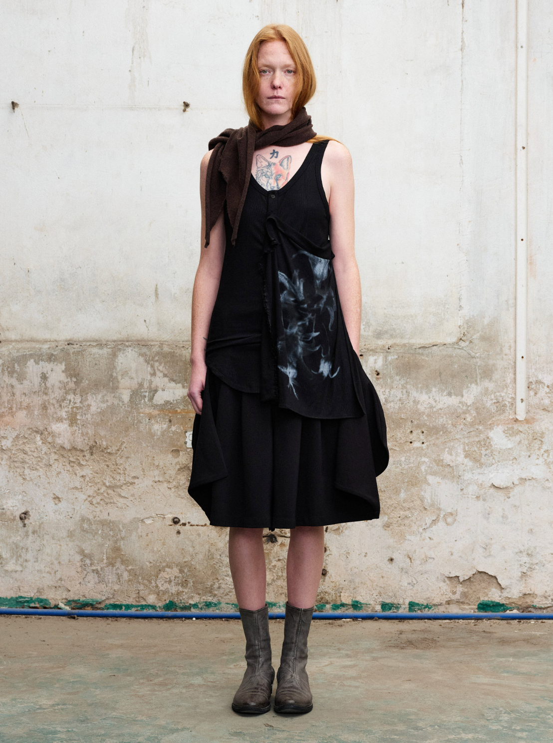 アシンメトリードレープワイドショーツ N6744