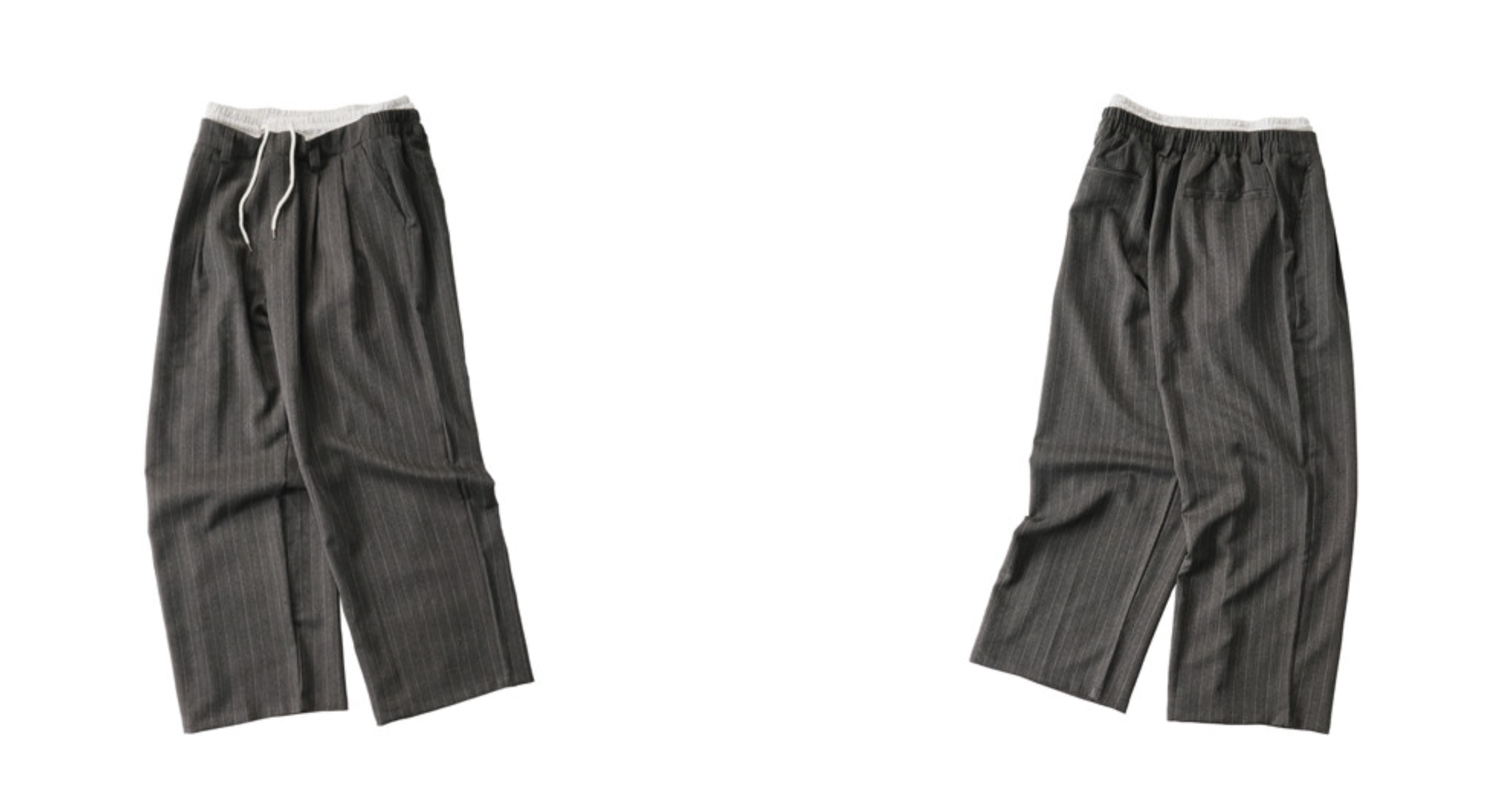 ダブルウエストストライプワイドスラックス N6747