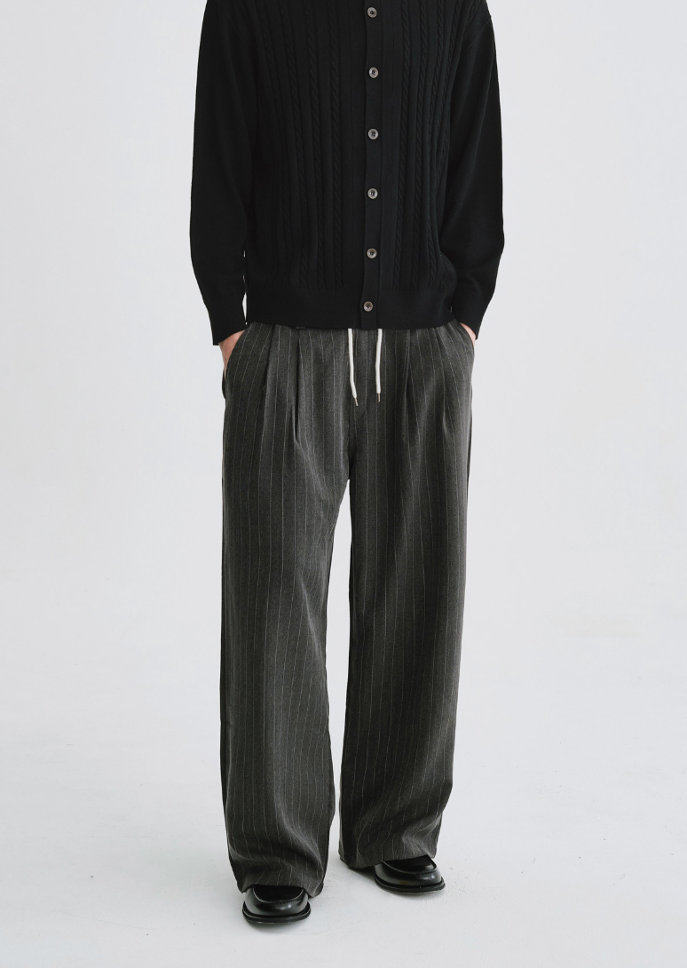 ダブルウエストストライプワイドスラックス N6747