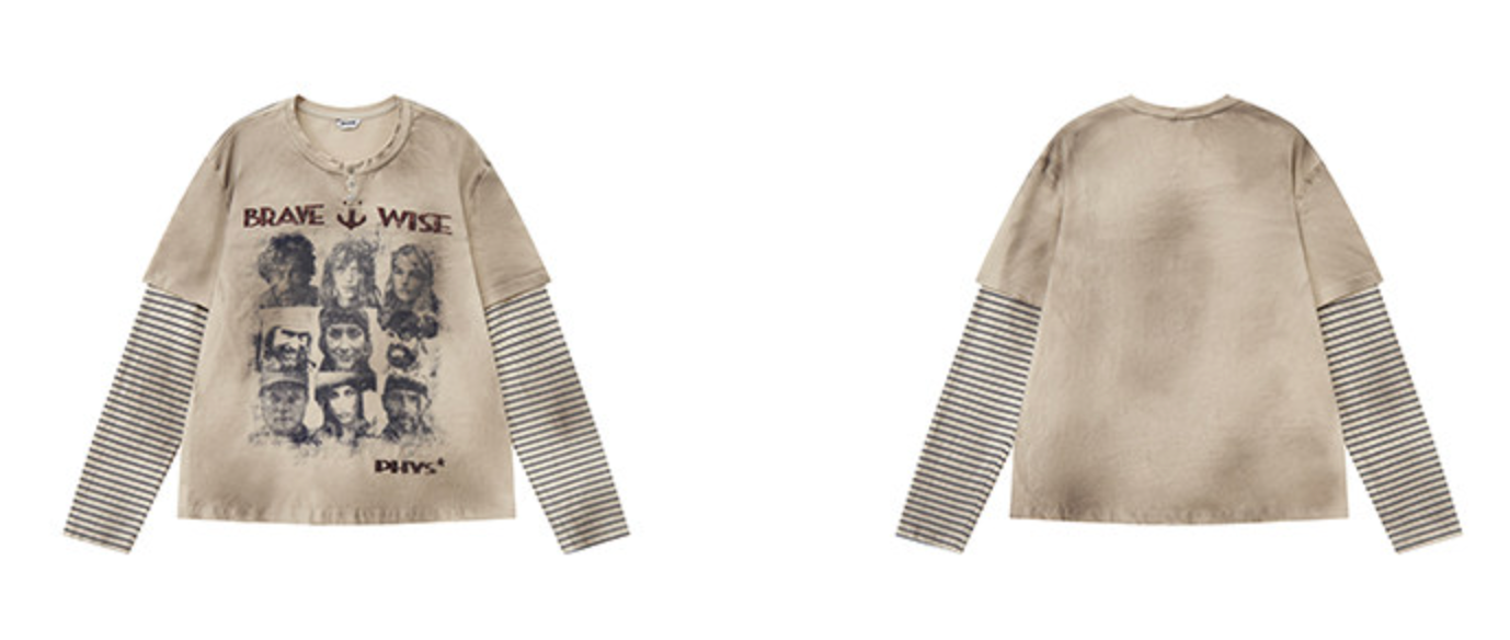 ヴィンテージプリント レイヤードロンT N6752