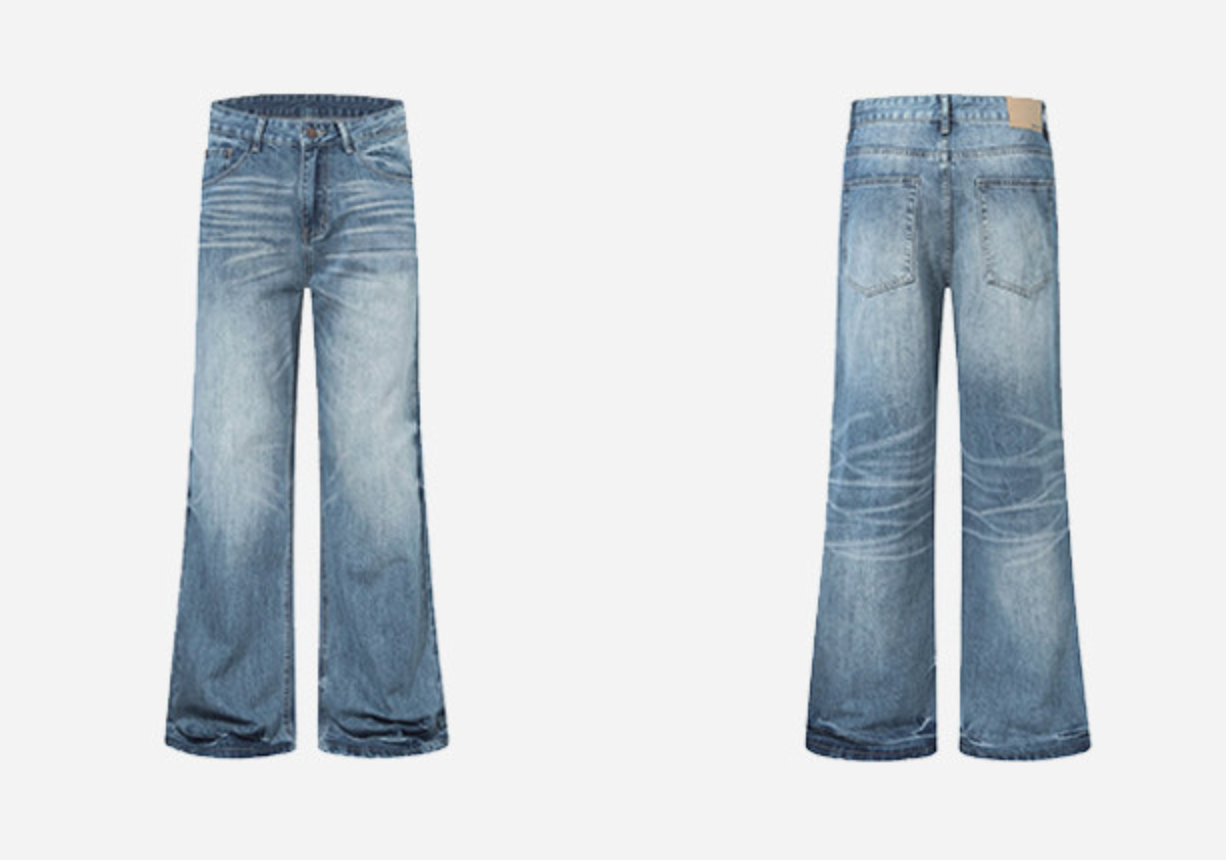 フェード加工 セミフレアデニムパンツ N6799