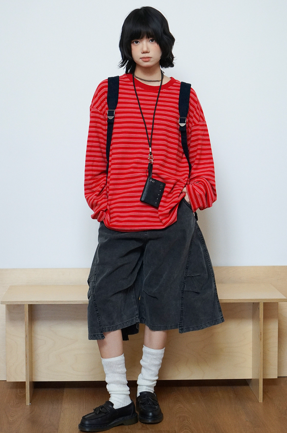 レッドボーダールーズロングTシャツ N6776