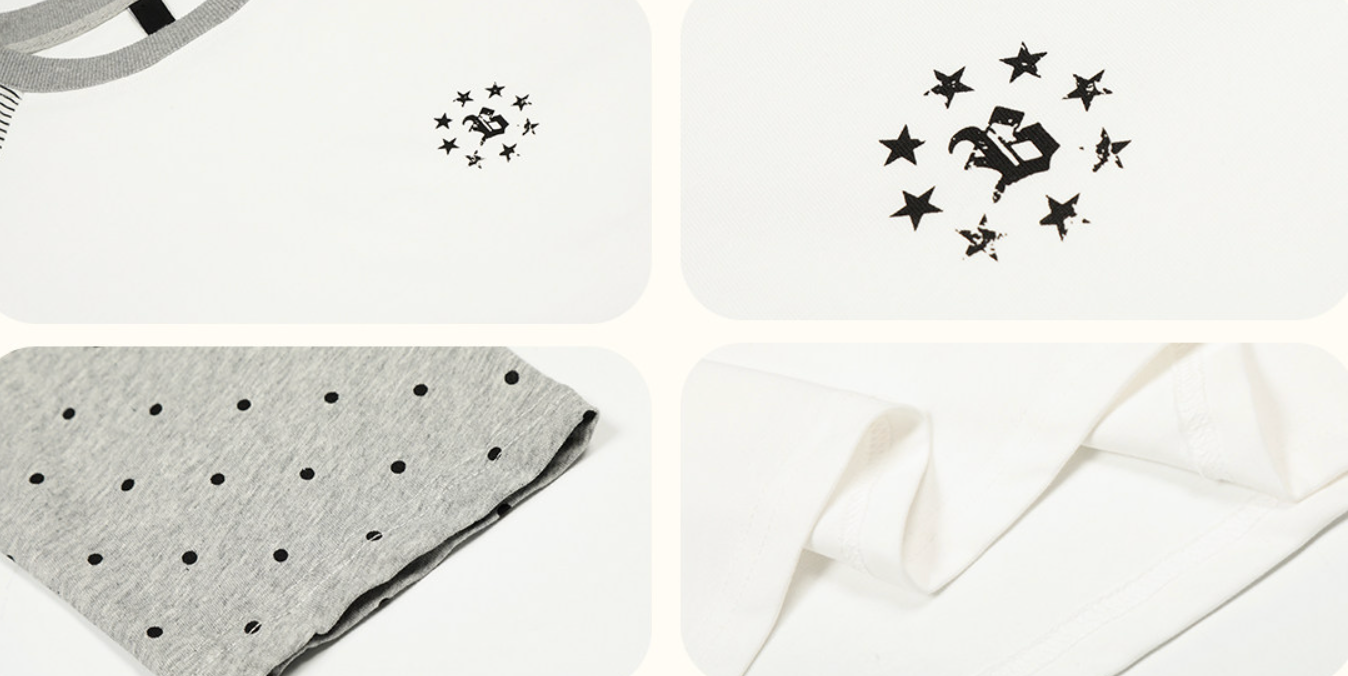 ドット×ストライプ ラグランロンT N6778