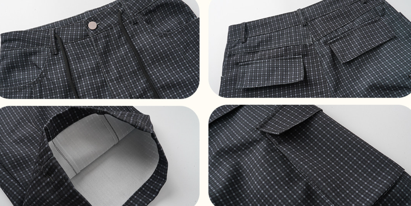 ドットチェックパラシュートカーゴパンツ N6781