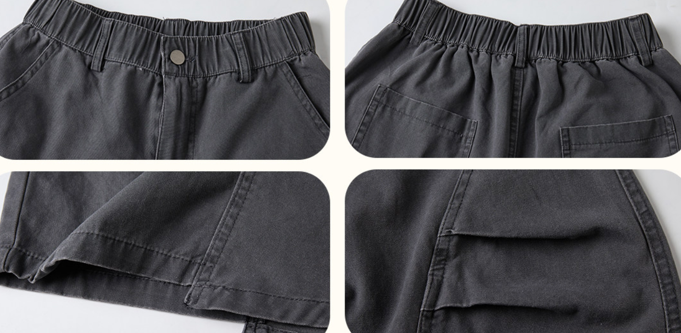 ヴィンテージ加工ワイドカーゴハーフパンツ N6785