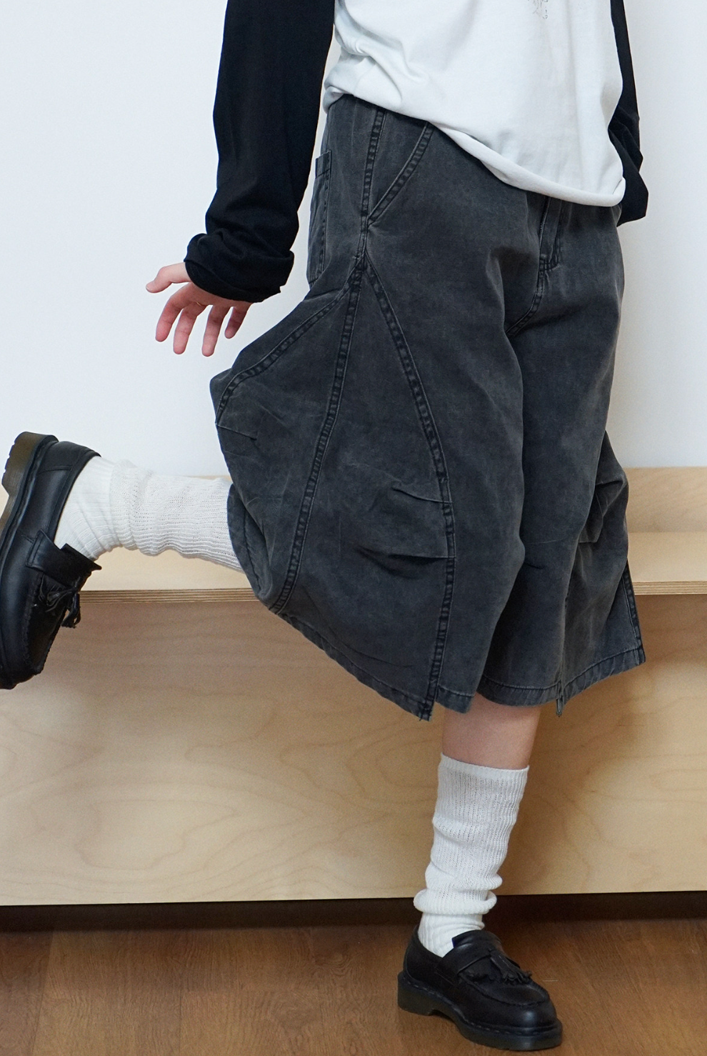 ヴィンテージ加工ワイドカーゴハーフパンツ N6785