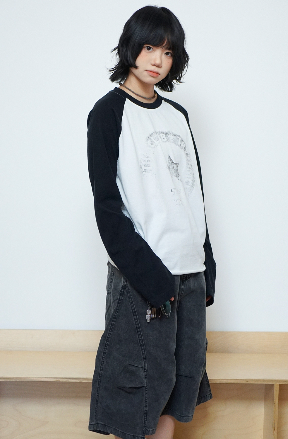 ヴィンテージ加工ワイドカーゴハーフパンツ N6785