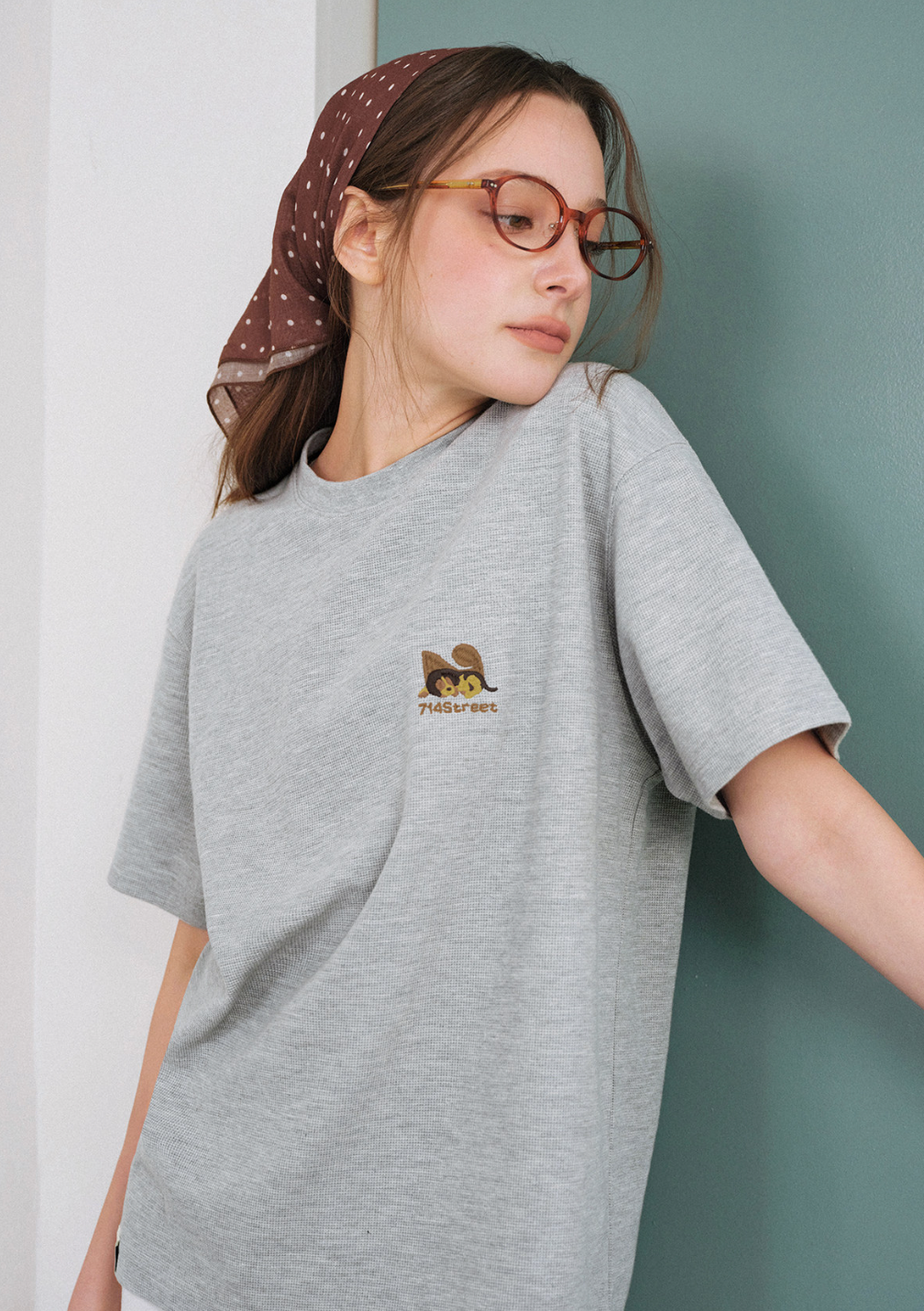 【300G】ビーグルプリントワッフルTシャツ N6795