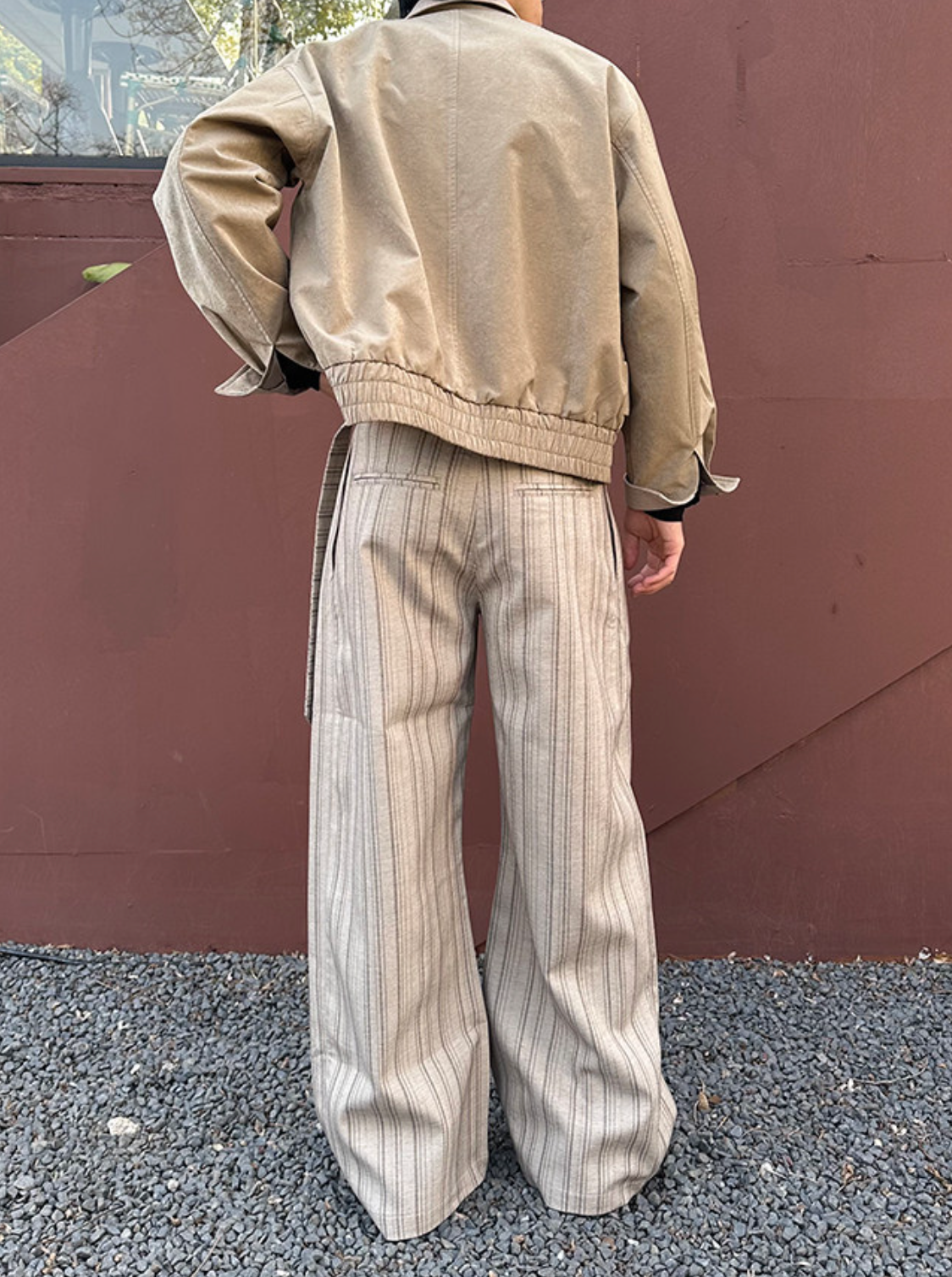 ピンストライプ ドレープワイドスラックス N6805