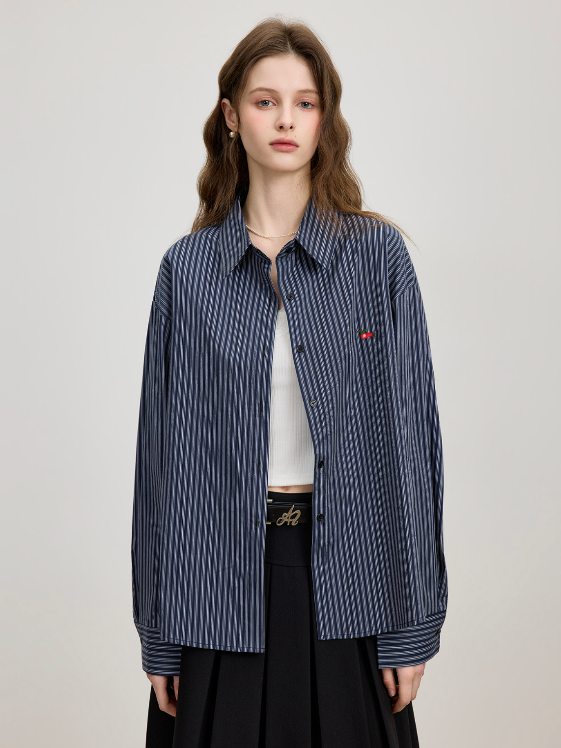 ストライプ オーバーサイズ シャツジャケット N6814