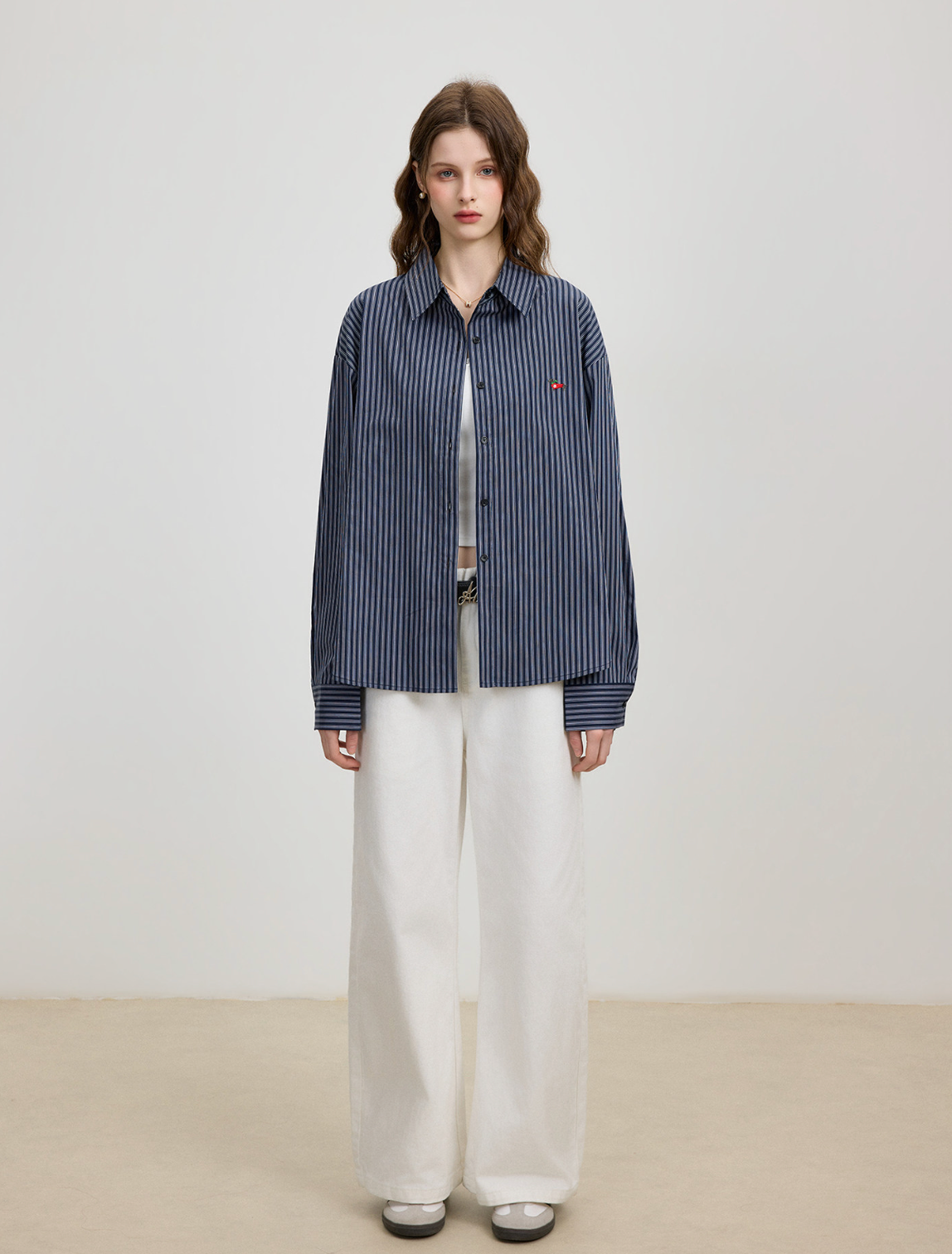 ストライプ オーバーサイズ シャツジャケット N6814