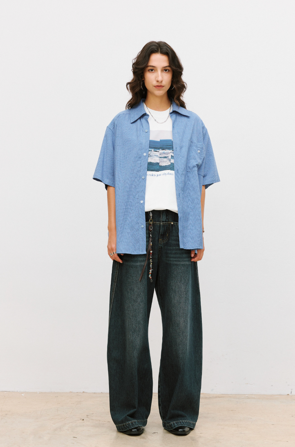 12oz リベット バイカラーステッチ ワイドデニム N6937