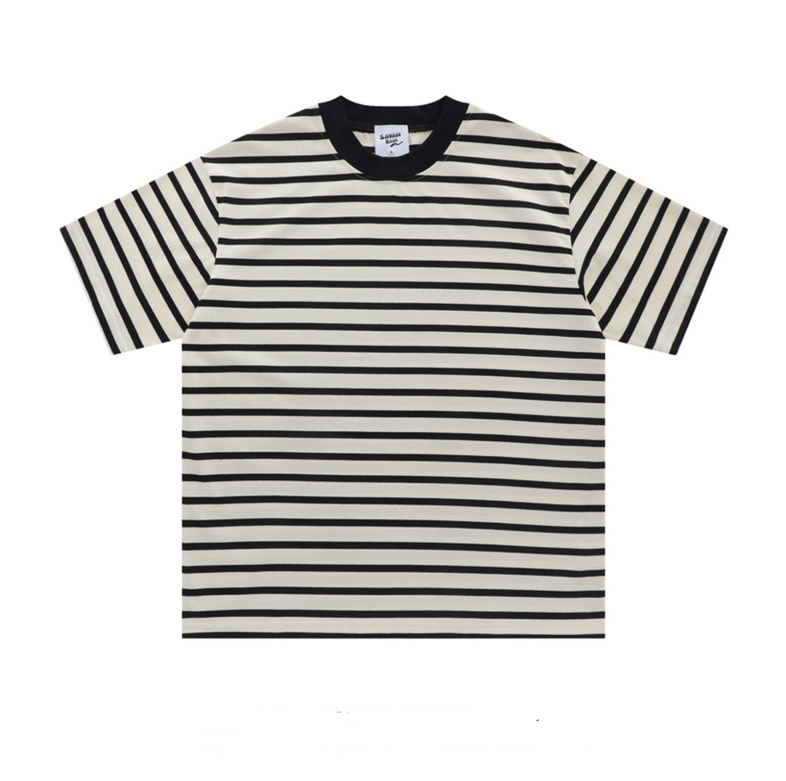 太ボーダー オーバーサイズ クルーネックTシャツ N6990