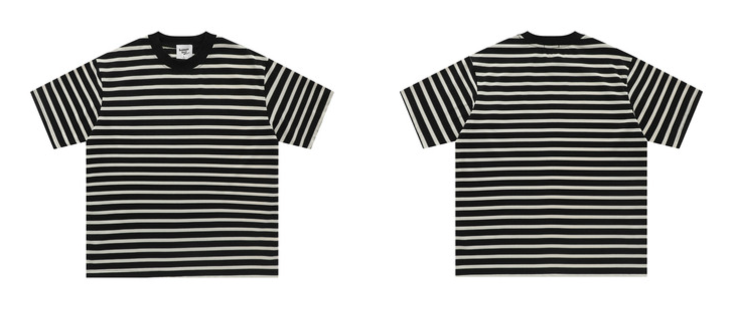 太ボーダー オーバーサイズ クルーネックTシャツ N6990