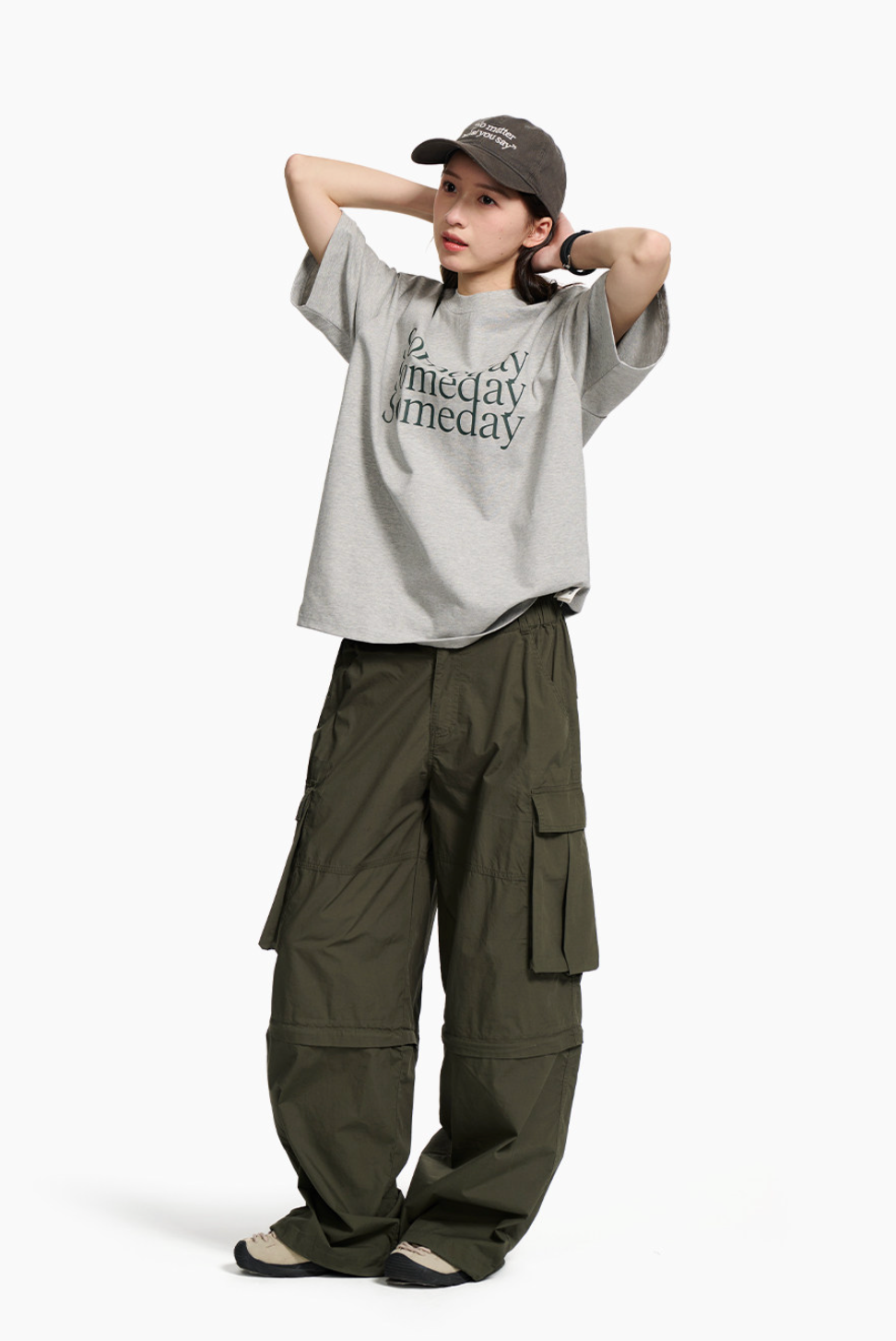 ピュアコットン タイポグラフィプリント ルーズTシャツ N6998