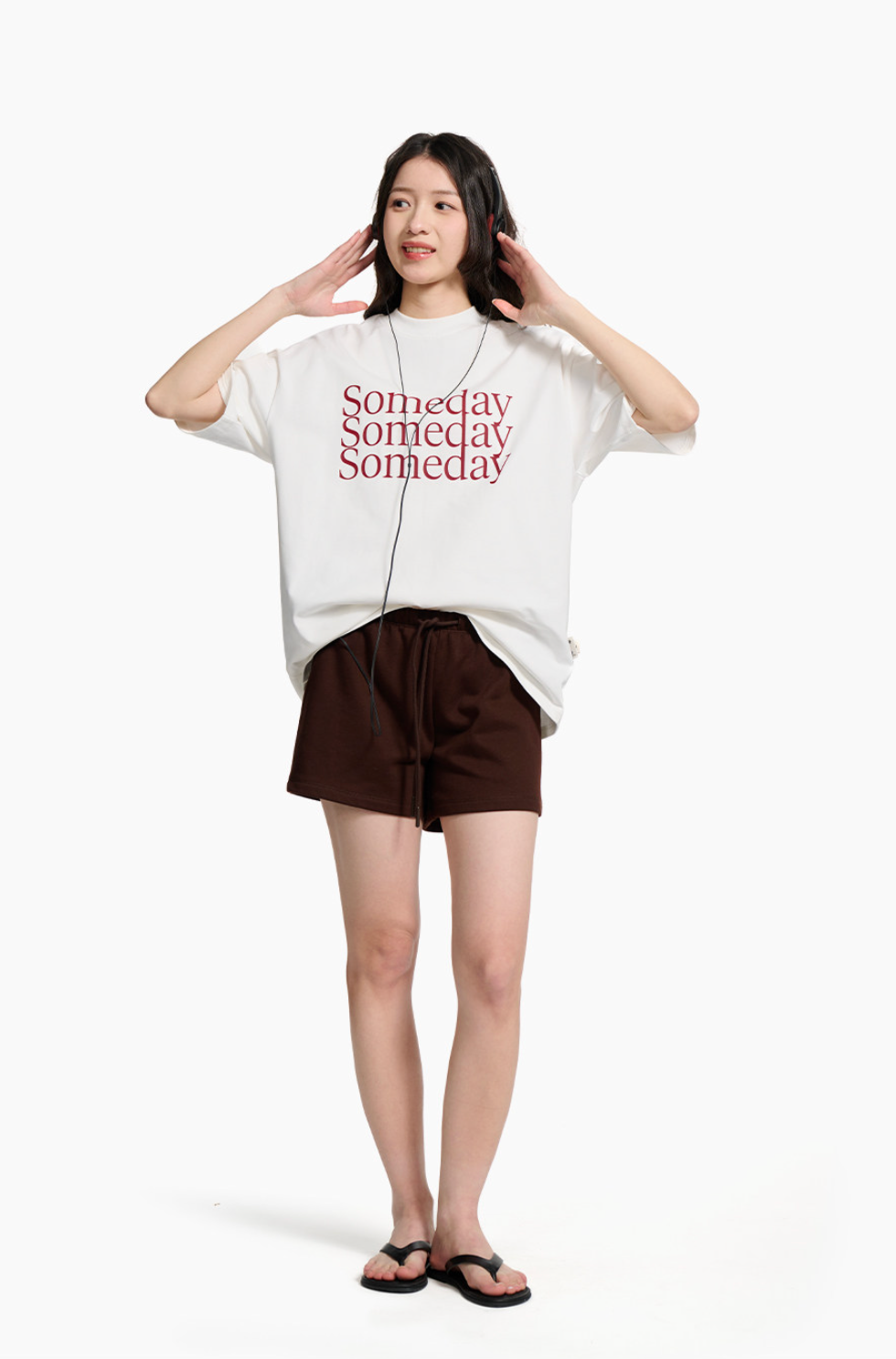 ピュアコットン タイポグラフィプリント ルーズTシャツ N6998