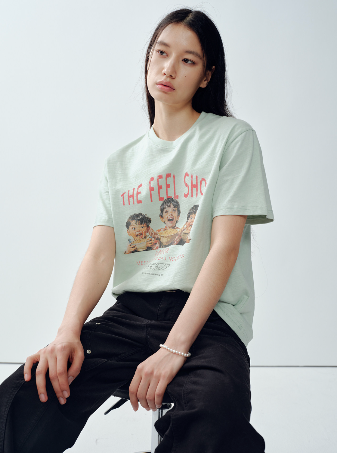 スラブコットン ヴィンテージプリント ヘビーTシャツ N7024