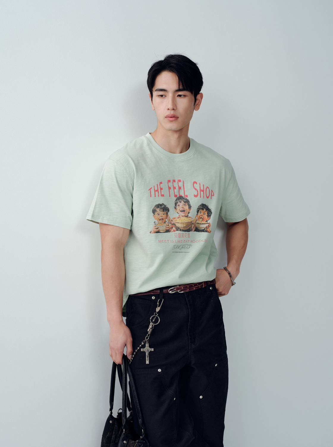 スラブコットン ヴィンテージプリント ヘビーTシャツ N7024