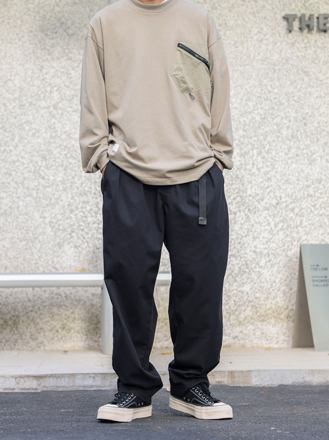 Military-Style Wide Tapered Work Pants N7132