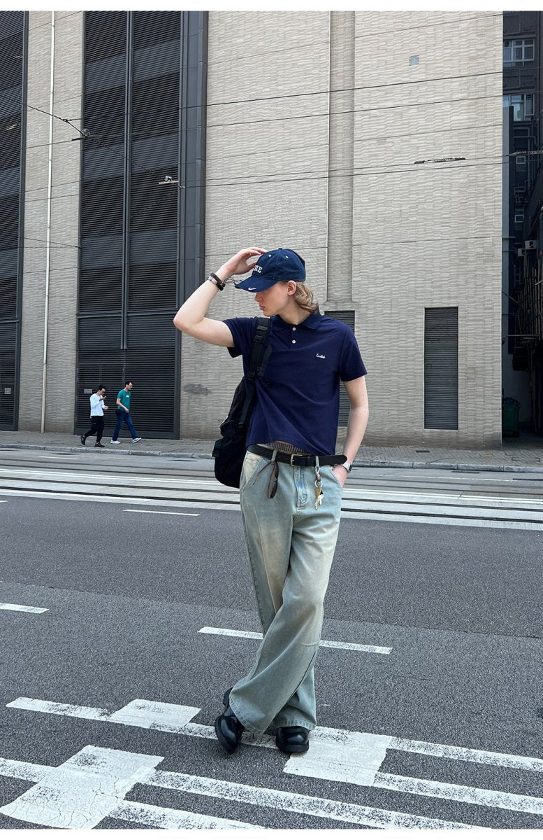 【230G】navy logo polo shirt N3665 - NNine
